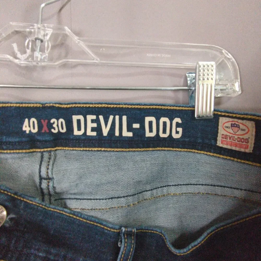 Devil Dog Jeans Mens 40x30 Blue Dark‎ Wash Athletic Fit Stretch